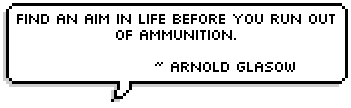Find an aim in life before you run out of ammunition. ~ Arnold Glasow